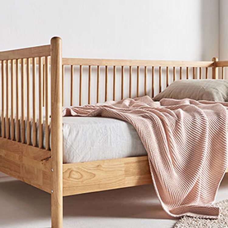 Farmhouse Solid Wood Nursery Crib with Guardrail 33.46" High