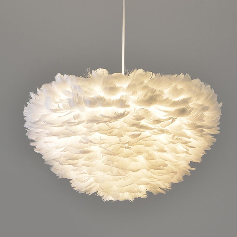 Multi-Head Chandelier Light Fixtures Modern Chandelier Pendant Light with White Feather Shade