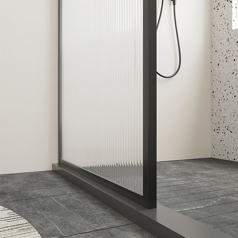 Black Full Frame Stainless Steel Glass Shower Screen, Fixed Semi Isolated Shower Screen