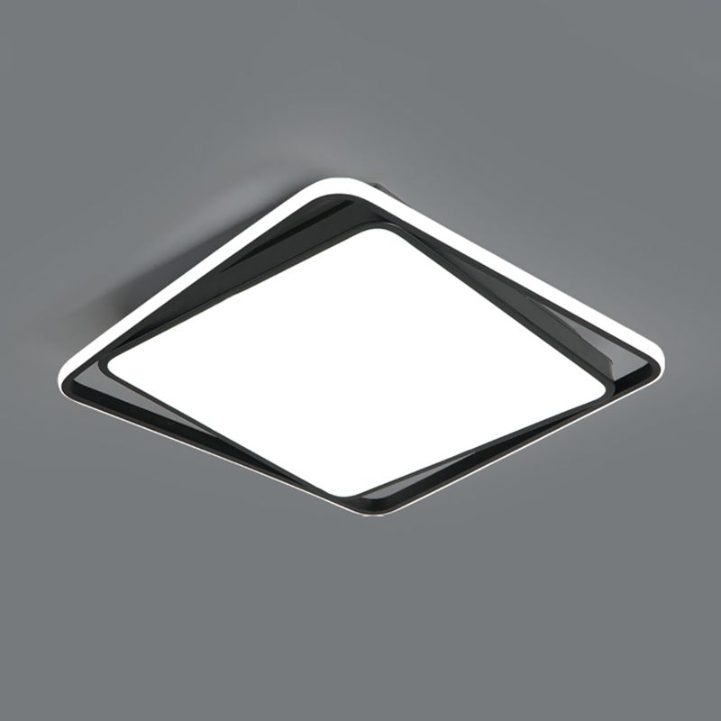 Modern Metal LED Flush Mount Square Shape Ceiling Light with Acrylic Shade for Living Room