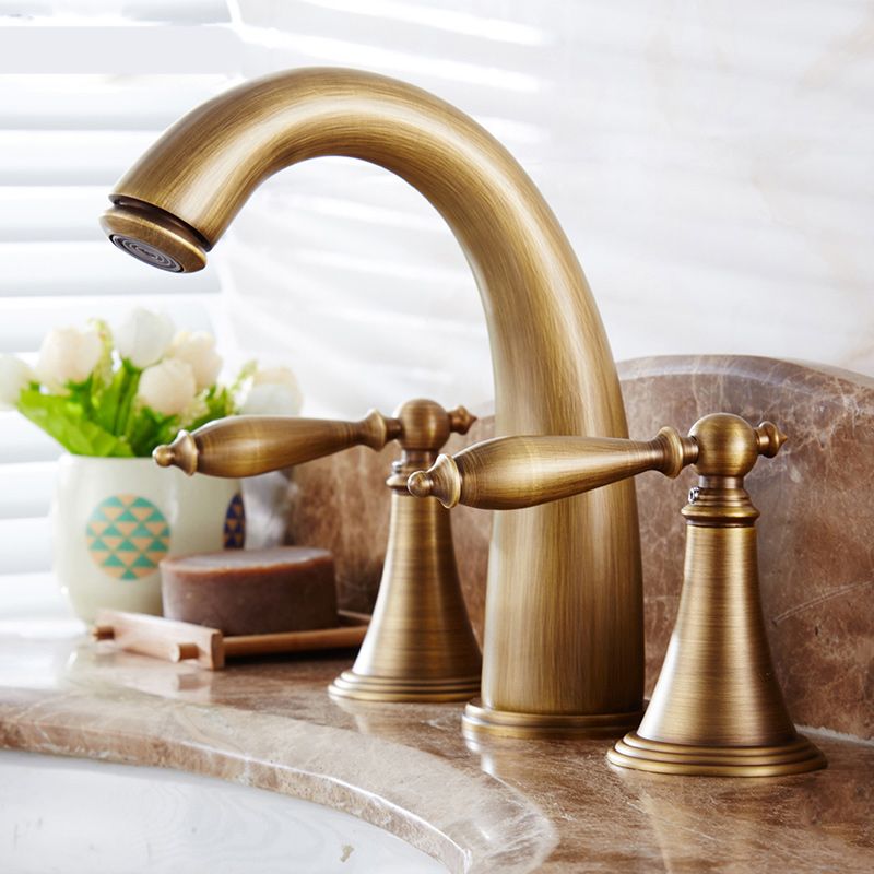 Traditional Vessel Faucet 3 Holes Two-Handle Bathroom Vessel Faucet