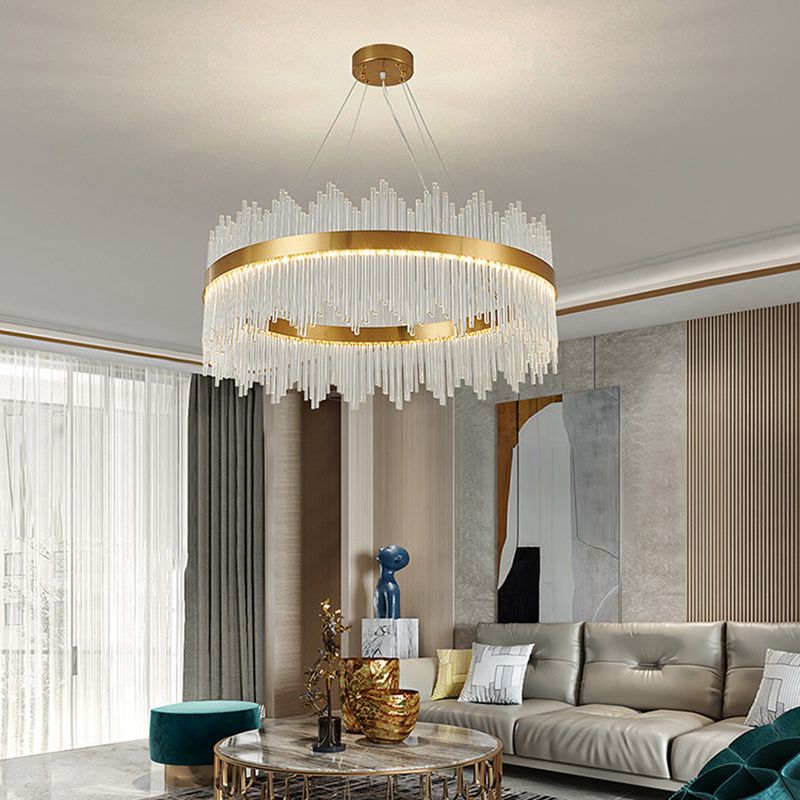 Modern Style Crystal Hanging Lighting Fixture Household Chandelier for Sitting Room