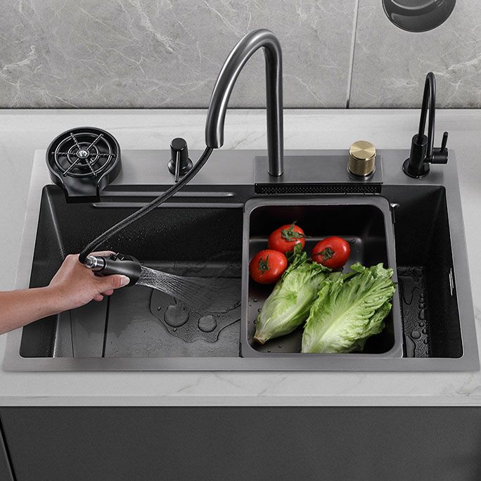 Contemporary Black Sink Stainless Steel Kitchen Sink with Soundproofing