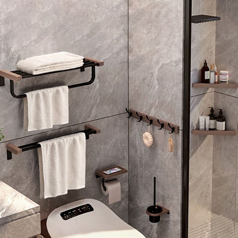 7-Piece Bathroom Accessory Set Metal Bathroom Set with Wood Accents