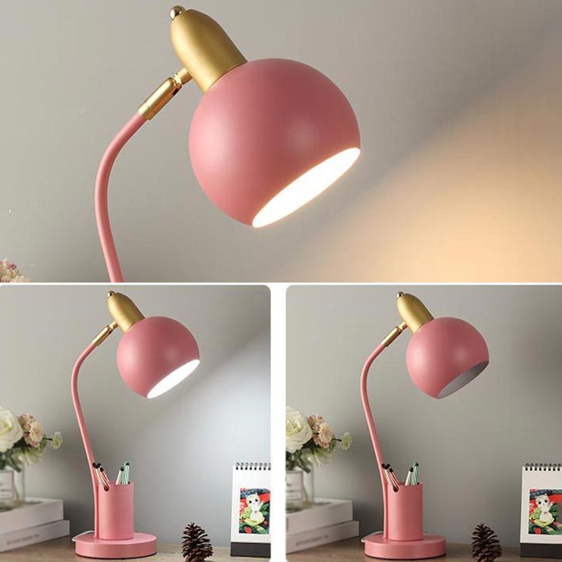 4 Color Optional Macaroon Style Desk Lamp Metal Dome Shade Studying Room Lighting Fixture with Pen Holder Design