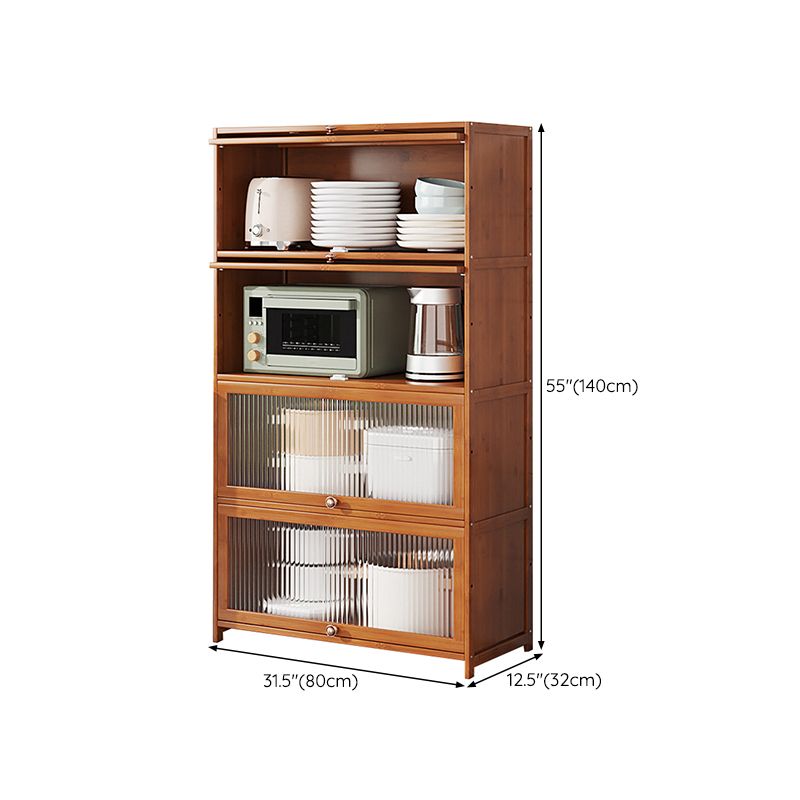 Brown Bamboo Kitchen Server Glam Dining Server for Living Room