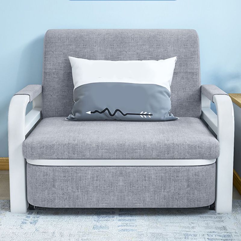 Foldable Linen Sleeper Sofa with Storage 30.7" Wide Gray Contemporary