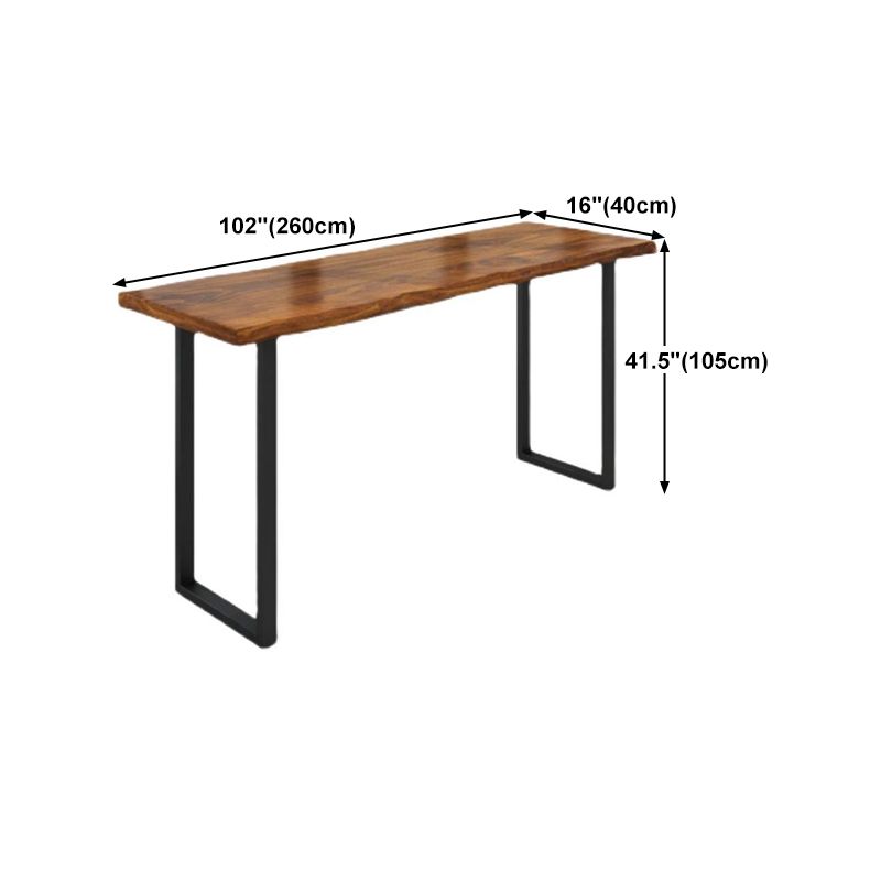 Pine Wood Bar Dining Table Industrial Bar Dining Table with Sled Base in Black