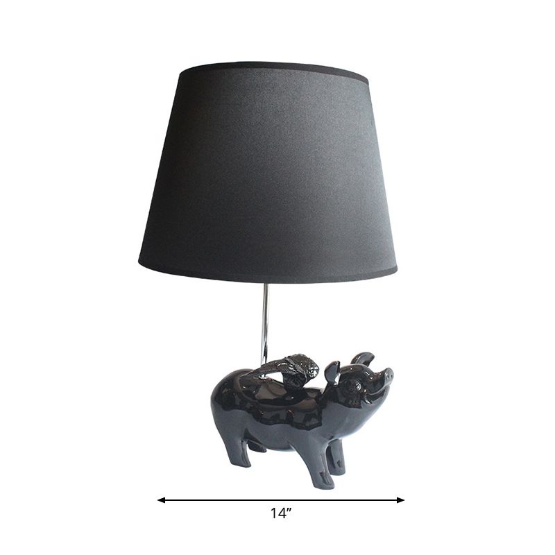 Contemporary Piggy Study Light 1 Light Resin Desk Light with Trapezoid Shade for Bedside