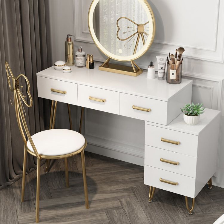 Wooden Vanity Desk in White Modern with Drawers Dressing Table