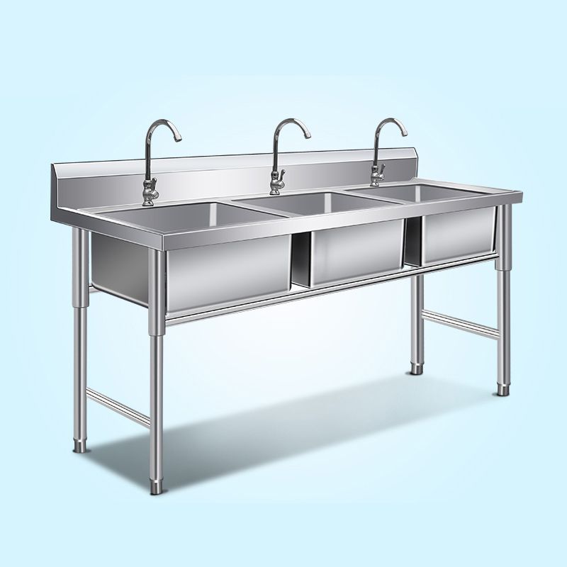 Basic Kitchen Sink Rectangular Workstation Sink with Faucets