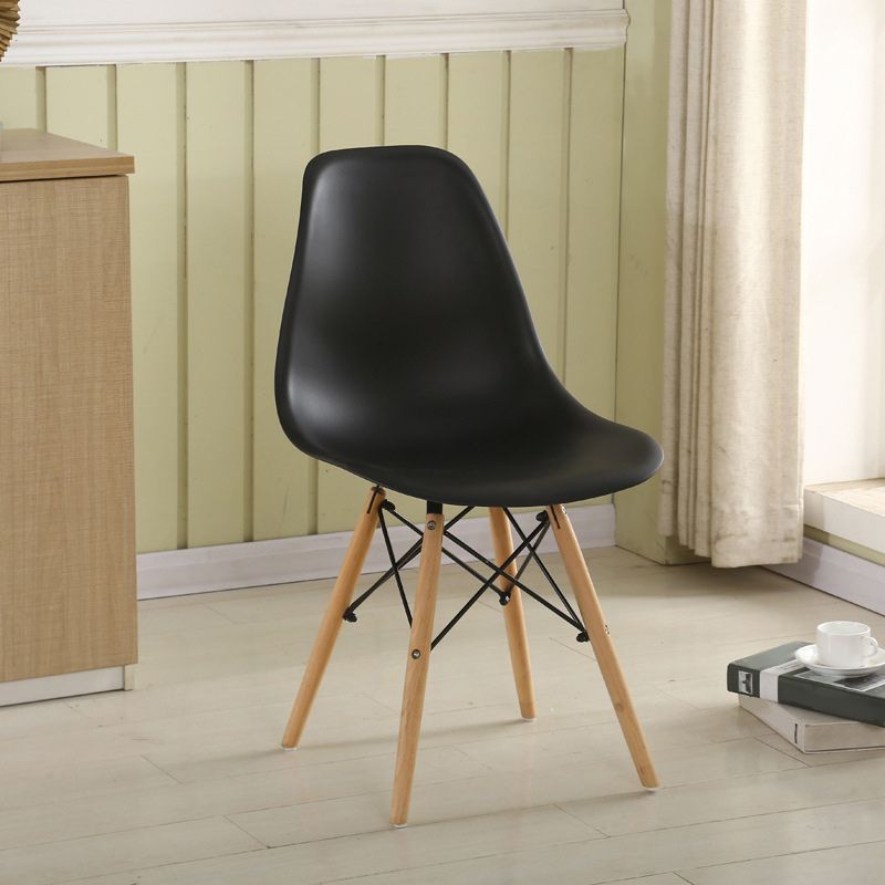 Wood Scandinavian Armless Chair Solid Back Kitchen Dining Room Chair