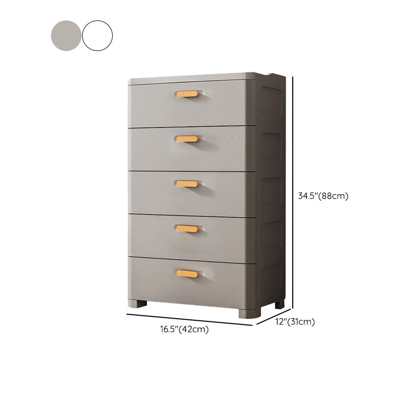 5 Drawers Vertical Kids Nightstand Modernism Plastic Nursery Dresser for Home