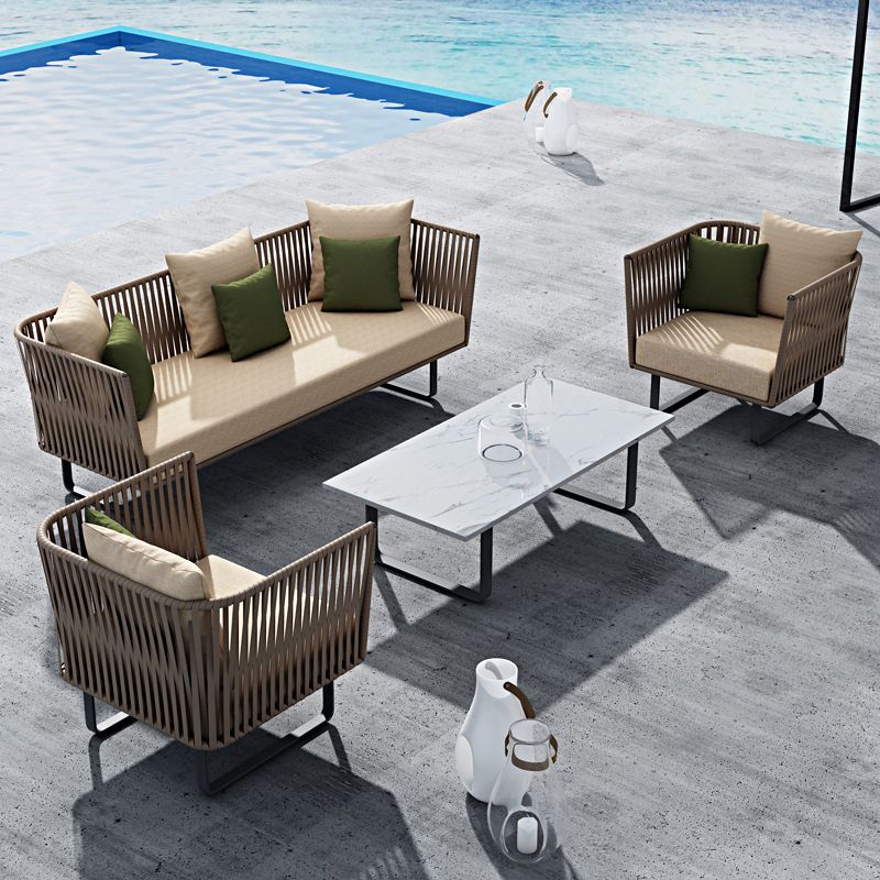 Contemporary Metal Frame Outdoor Sofa Water Resistant Patio Sofa