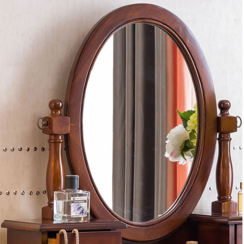 Traditional Wooden Makeup Vanity Desk Table With Drawer in Grand Walnut