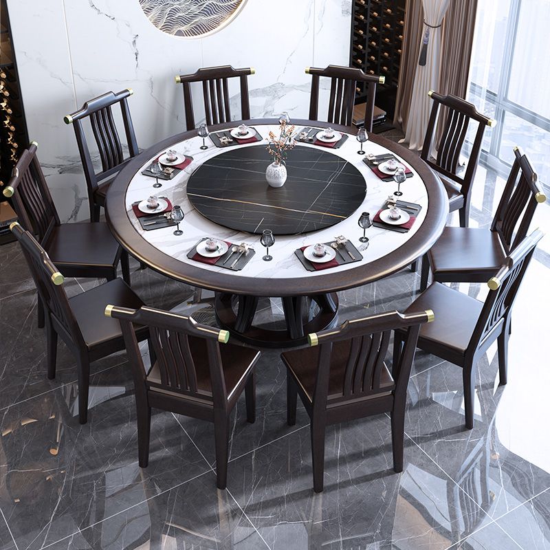 Round Dining Table with Wooden Pedestal Tradition Dinette Table for Home