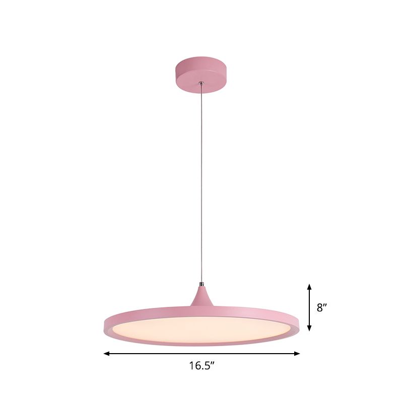 Ultra-Thin Hanging Light Simple Acrylic LED Pink Pendant Lamp in Warm/White Light, 16.5"/20.5" Wide