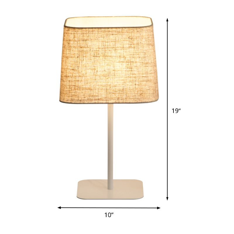 1 Bulb Living Room Desk Light Modern White Night Table Lamp with Pagoda Fabric Shade