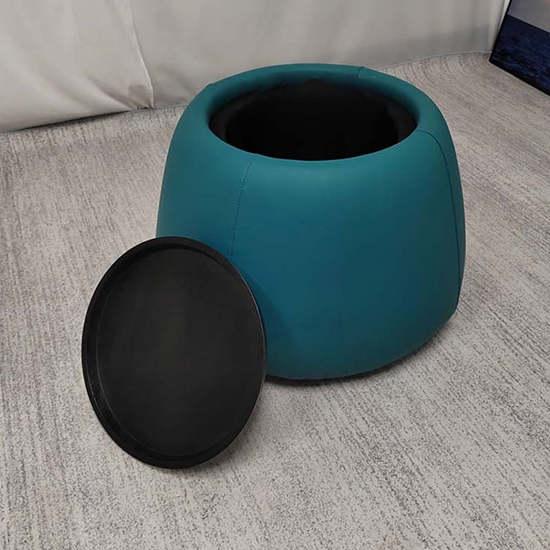 Contemporary Round Wooden Black Coffee Cocktail Table with Storage