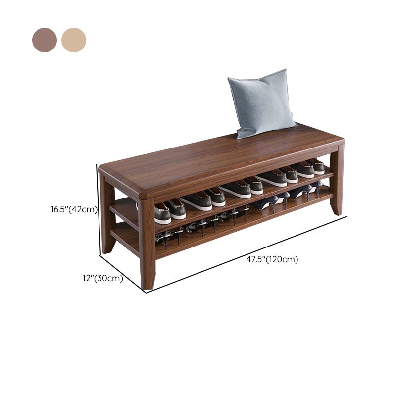 Modern Rubber Wood Bench Rectangle 12"Wide Seating Bench with Storage