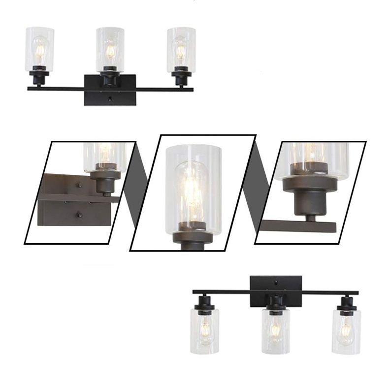 Industrial Simplicity Cylinder Vanity Sconce Lights Glass Wall Mount Light Fixture for Bathroom