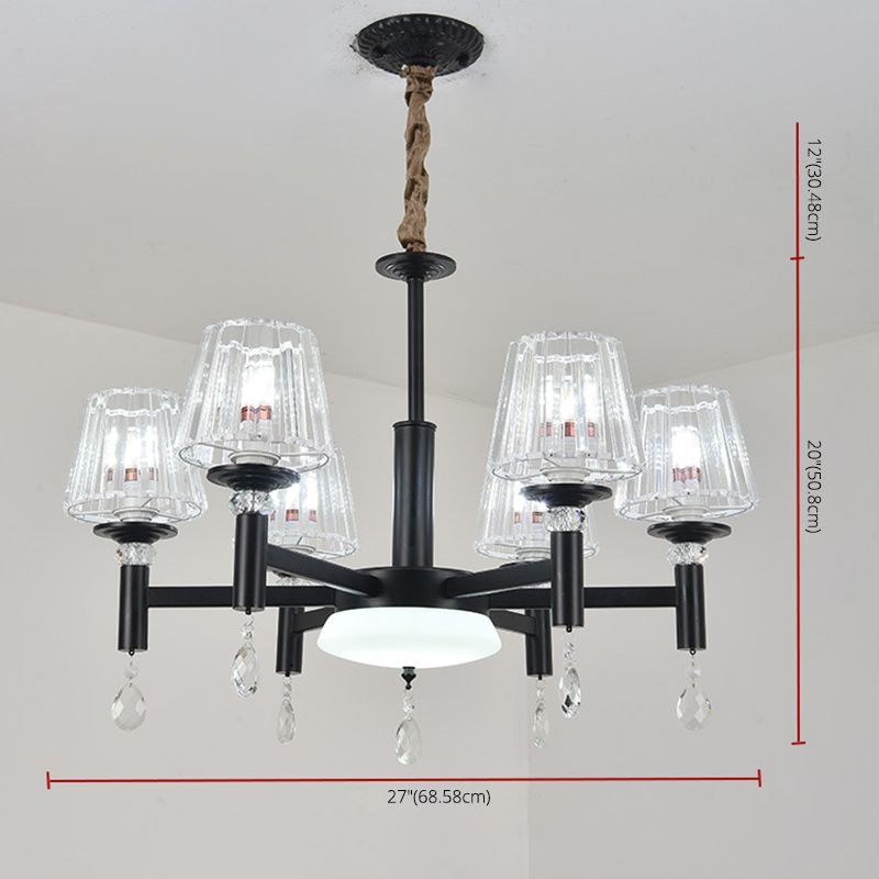 Handcrafted Stained Glass Chandelier Shaded Mediterranean Style Suspension Light for Lobby