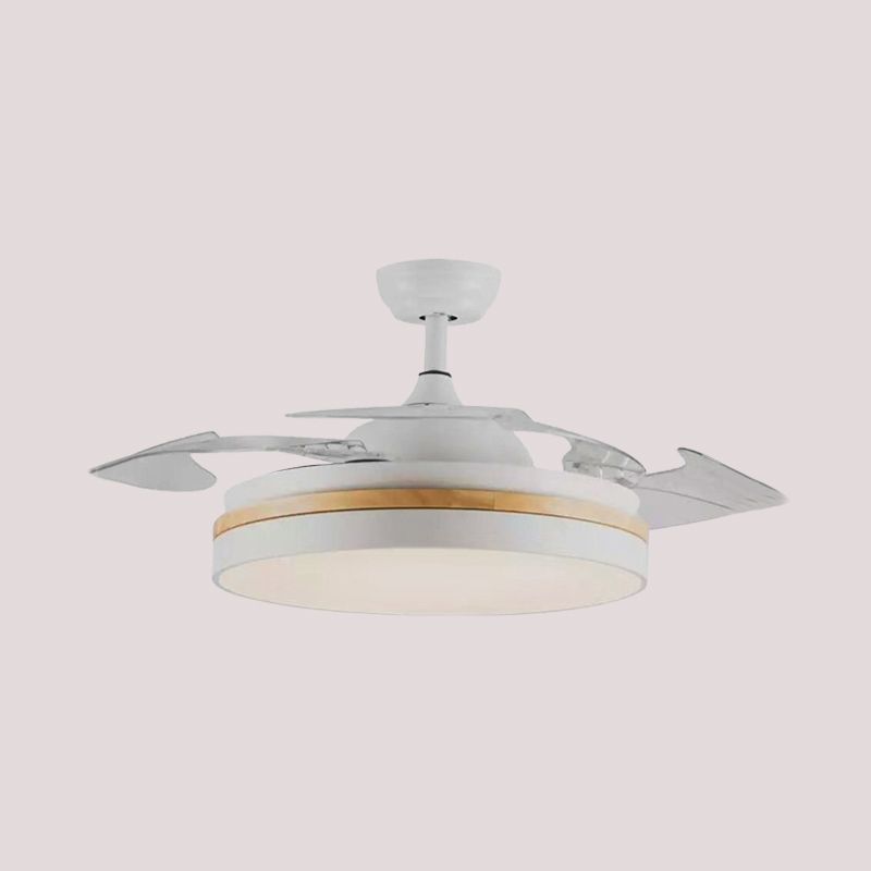 42" W Acrylic White Ceiling Fan Light Circular LED Minimalist Semi Flushmount with 4 Clear Blades for Living Room