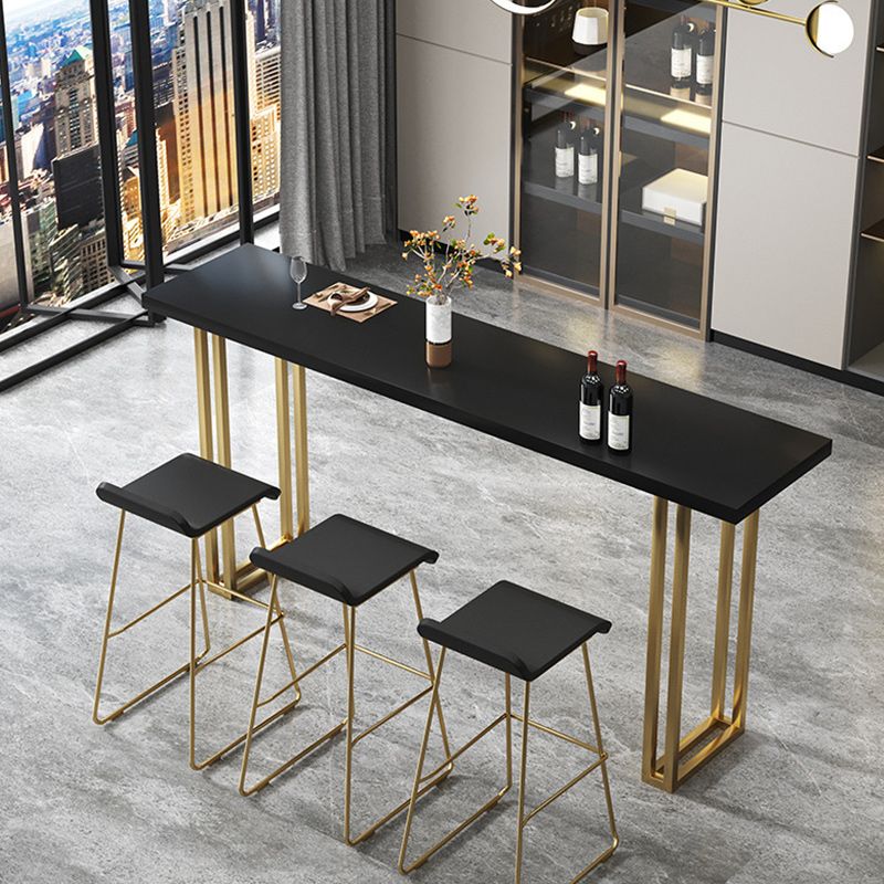 Contemporary Gold Event and Cocktail Table Wood Sled Rectangle Counter Table