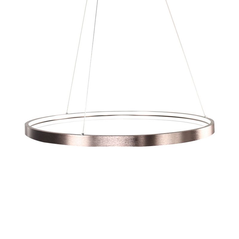 Cercle en aluminium lustre Light Simplicité brun poli de 16 "/23,5" Éclairage pendentif à LED large en lumière chaude / blanc / naturel