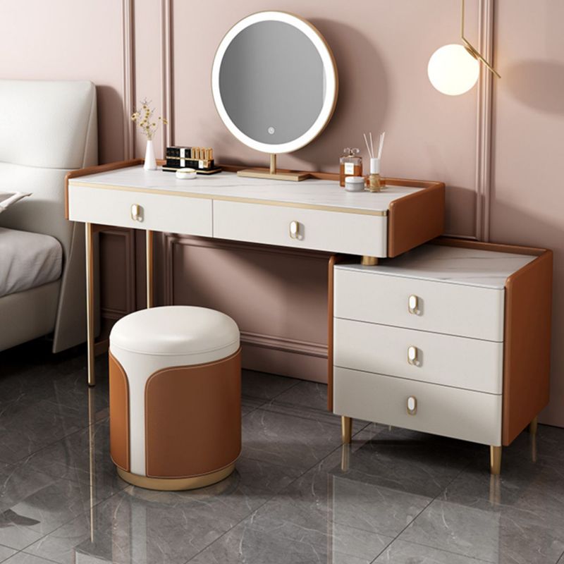 Contemporary White Bedroom Wooden Lighted Mirror Vanity Dressing Table