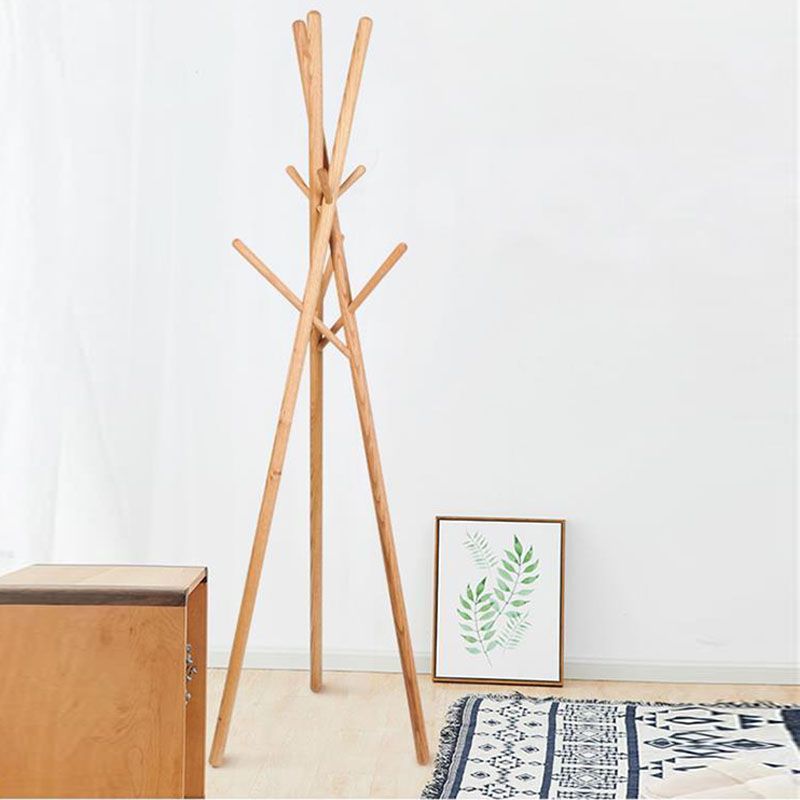 Wooden Hall Tree Entryway Kt with Hooks Free Standing Coat Hanger