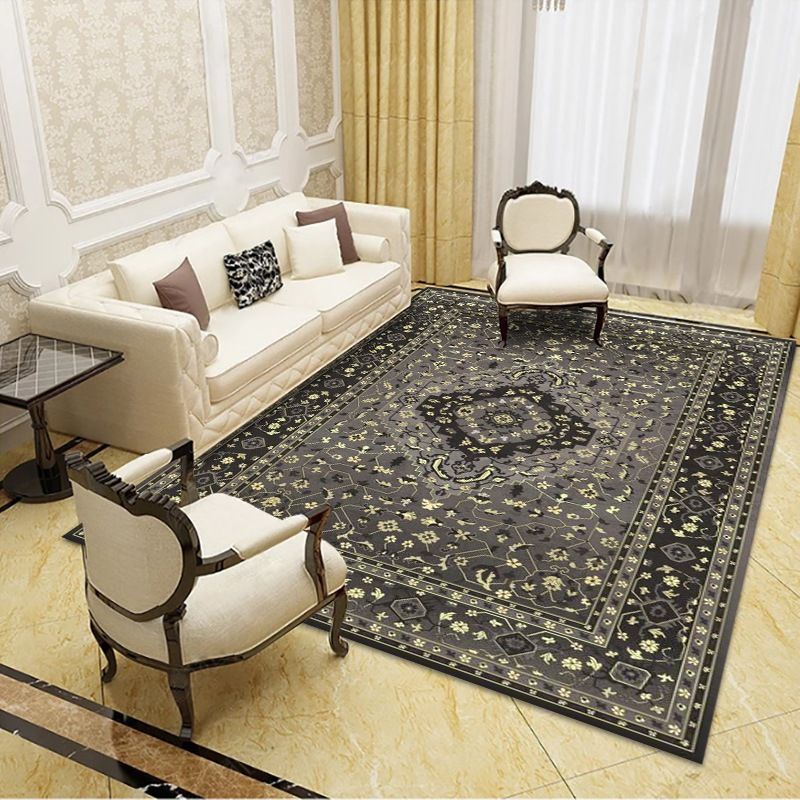 Shabby Chic Medallion Print Rug Polyester Carpet Stain Resistant Indoor Carpet for Living Room