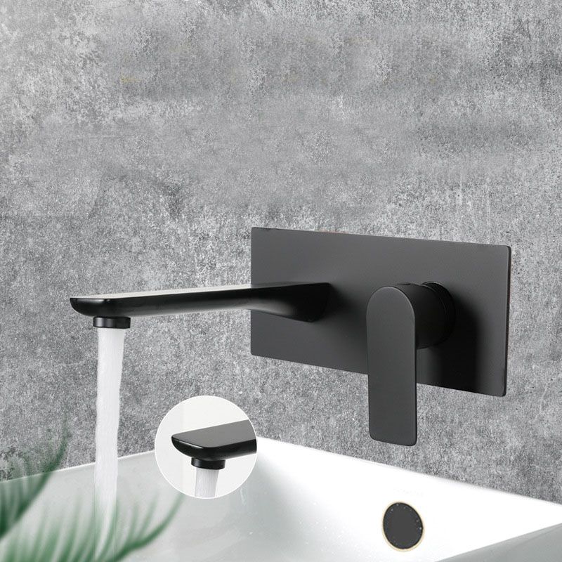 Glam Wall Mounted Sink Faucet Brass Lever Low Arc 2 Hole Faucets Bathroom Faucet