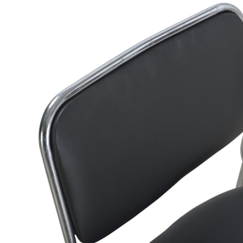 Modern Armless Upholstered Office Chair Black Leather Management Conference Chair