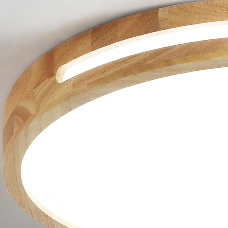 Modern Round Shape Ceiling Light Wood LED Flush Mount Light for Dining Room