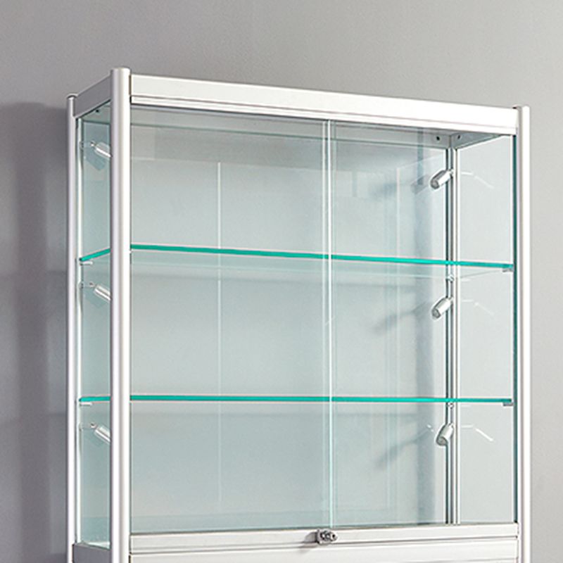 Modern Metal Curio Cabinet Locking Display Stand with Sliding Glass Doors