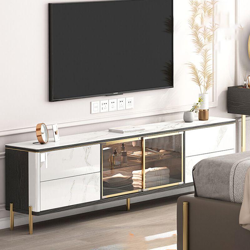 Home Enclosed Cabinet TV Stand Scandinavian TV Cabinet with Glass Door