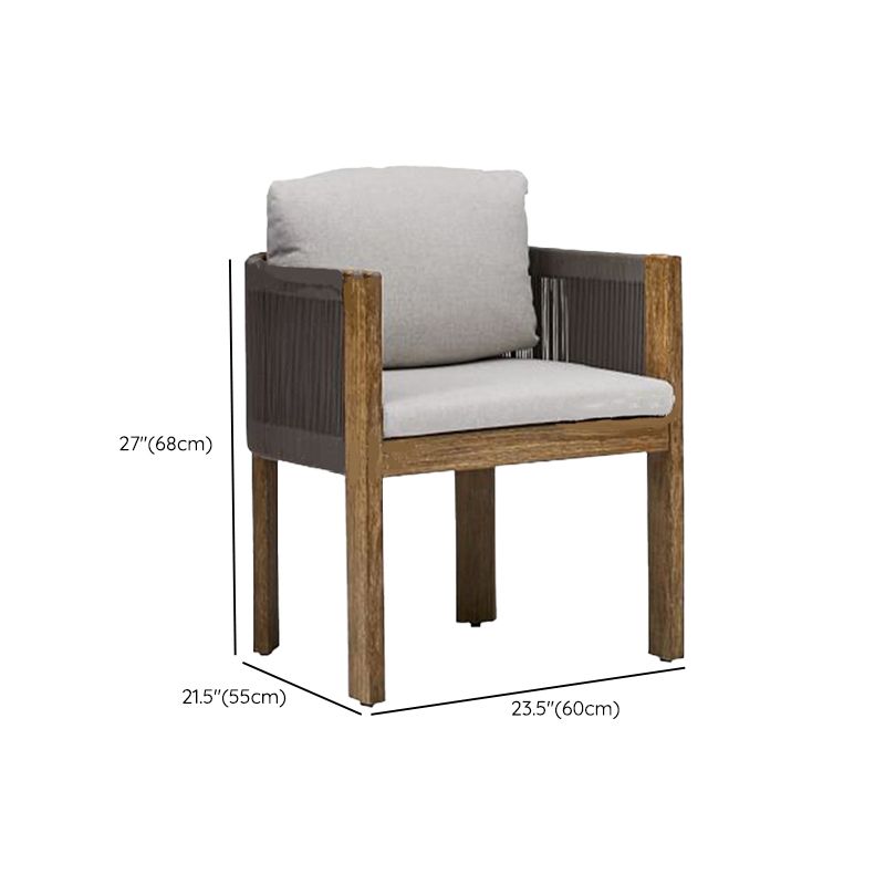 Modern Patio Dining Chair Solid Wood Outdoor Bistro Chairs with Arm