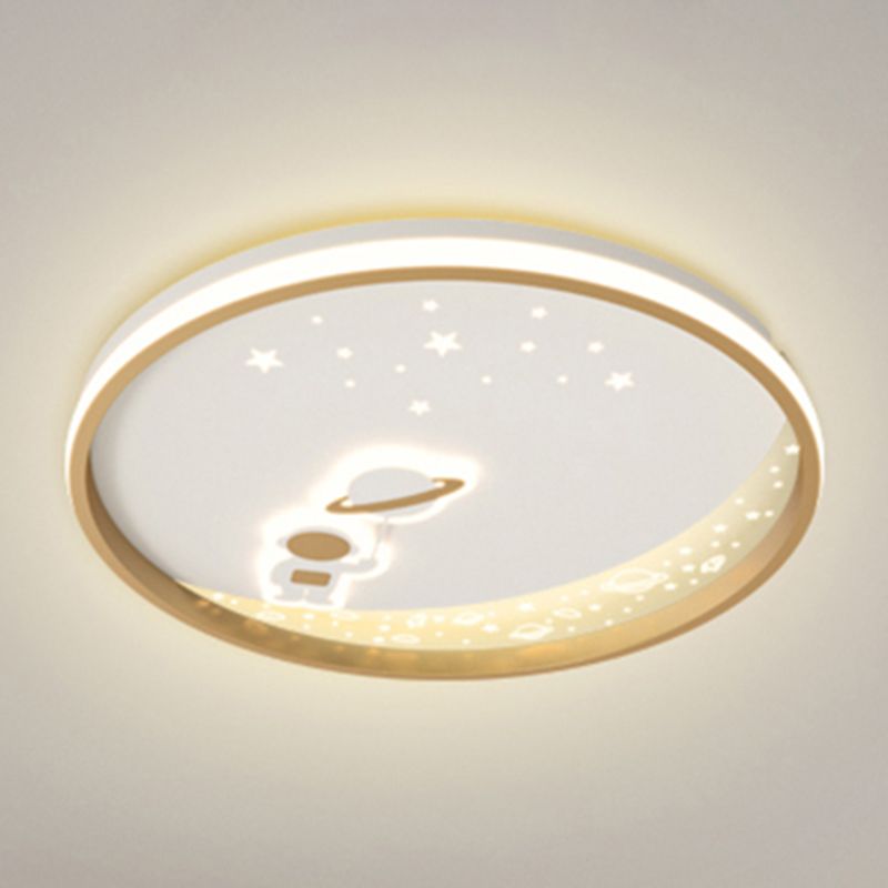 Modern Metal Flush Mount Circular Shape Ceiling Light with Acrylic Shade for Living Room