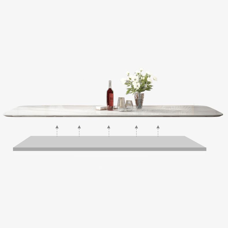 Skandinavische Küche Esszimmer Set mit gesintertem Steinoberteil und Metallbasis Essmöbel