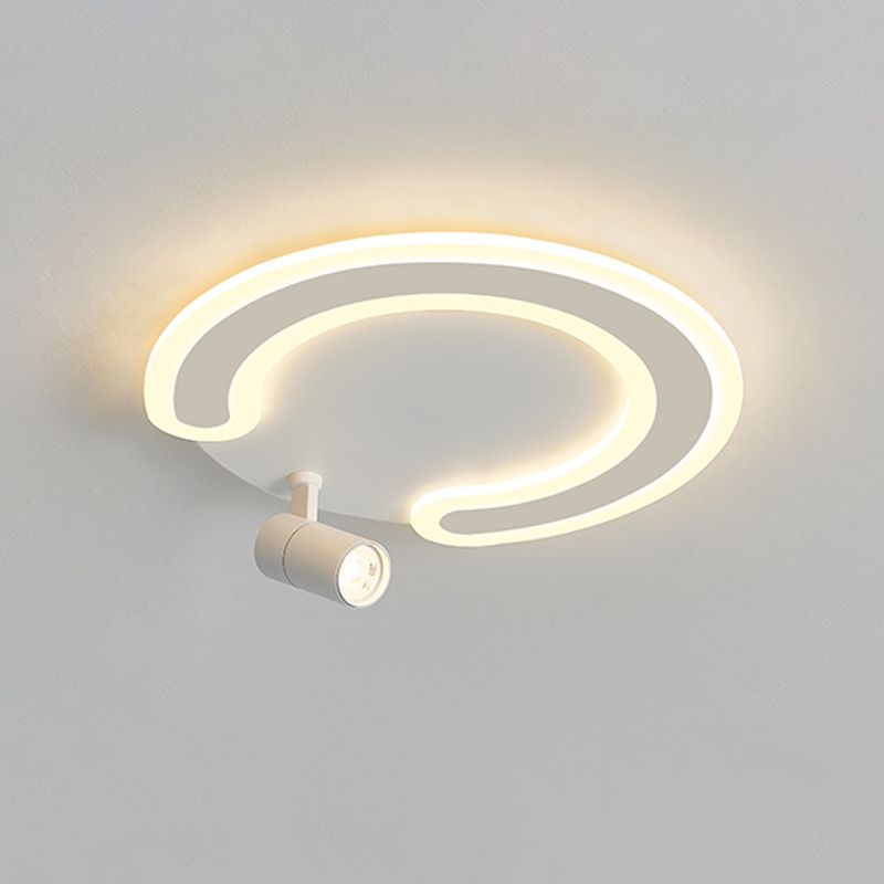 Circular LED Semi Flush Mount in Modern Creative Style Acrylic Indoor Ceiling Light in White