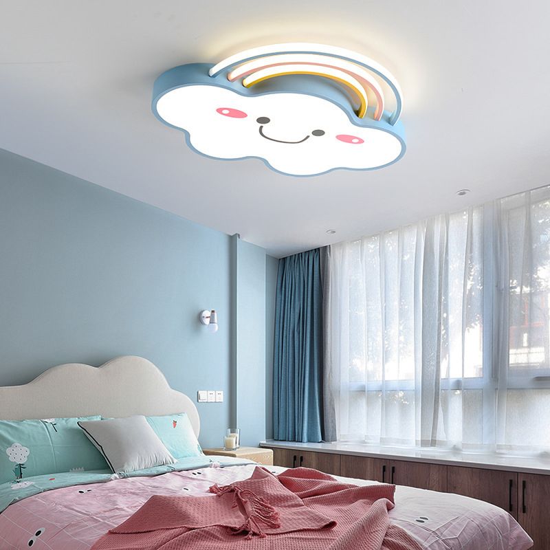 Acrylic Cloud LED Ceiling Light in Kids Creative Style Wrought Iron Flush Mount for Interior Spaces