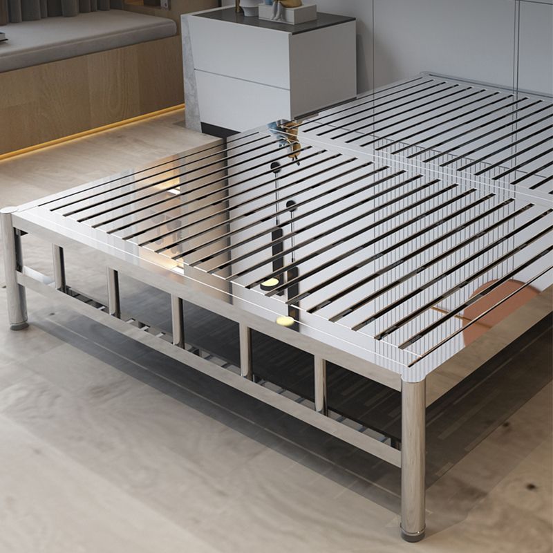 Scandinavian Tall Clearance Panel Bed Metal Standard Bed in Silver Finish