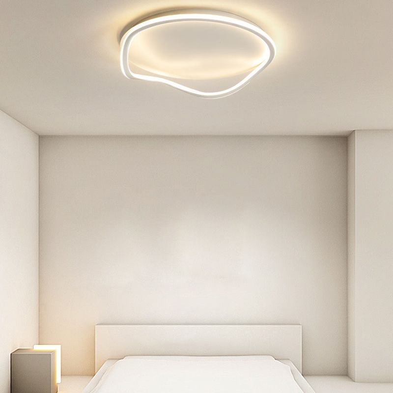 Single Modern White Flush Mount Lighting LED Ceiling Light for Bedroom