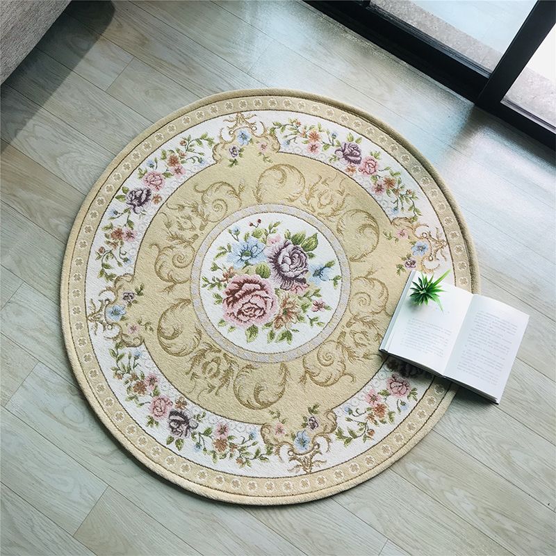 Antique Floral Printed Rug Multicolor Polypropylene Indoor Rug Anti-Slip Backing Pet Friendly Easy Care Carpet for Decor