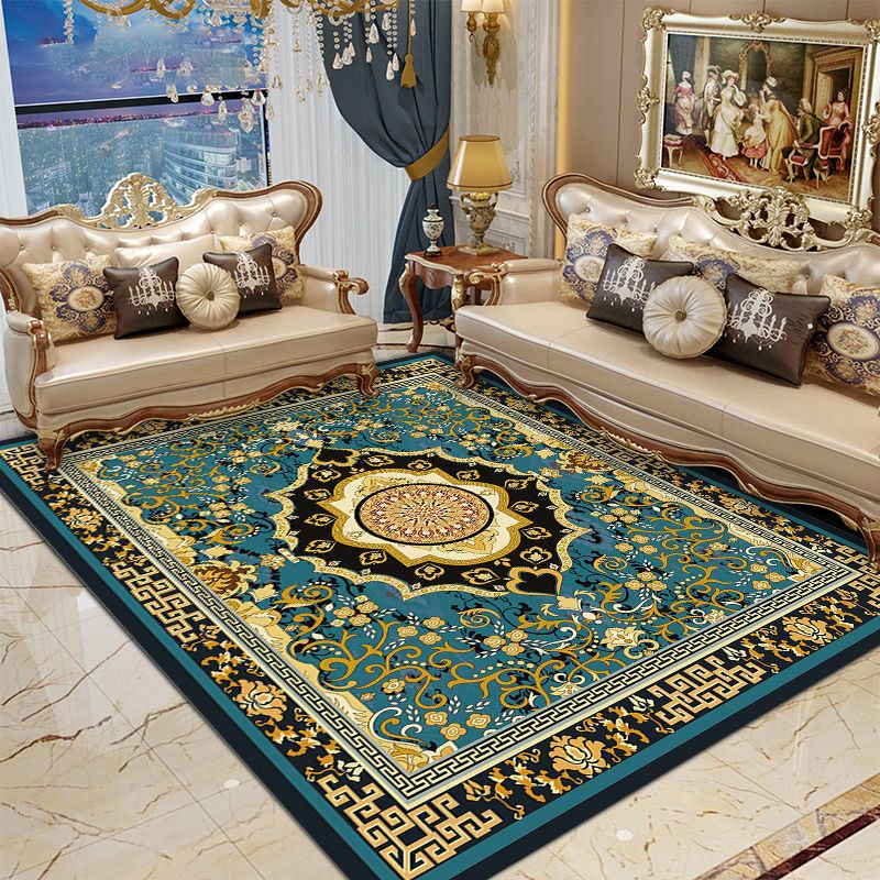 Victoria Medallion Design Rug Polyester Area Tapis Tapis sans glissement Rapier intérieur pour décoration pour la maison