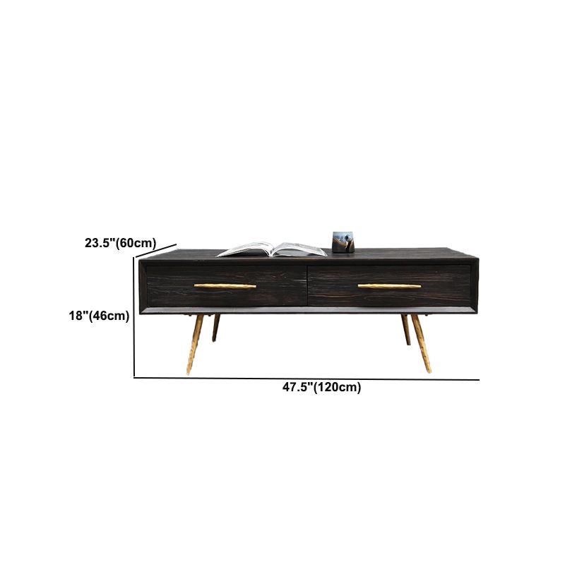 Glam Style TV Stand Black Colour Wood TV Console with Open Storage