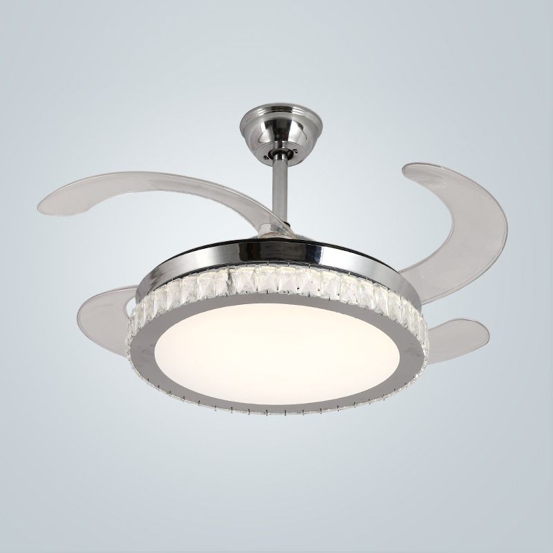 Stainless Steel Ceiling Fan Light in Chrome LED Modernism Fan Ceiling Fixture