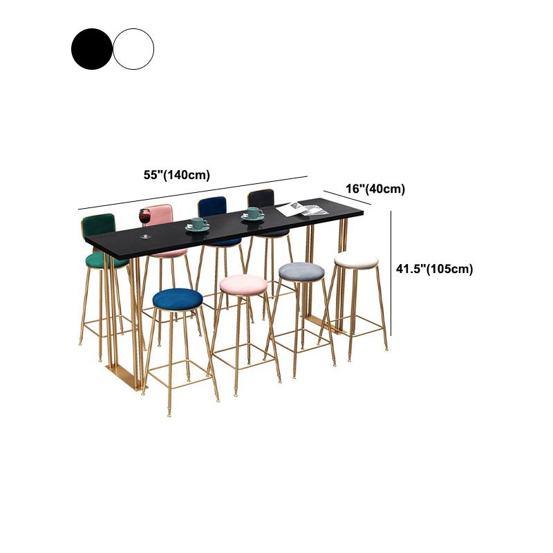 Glam Style Rectangle Bar Table Solid Wood Bar Dining Table for Indoor