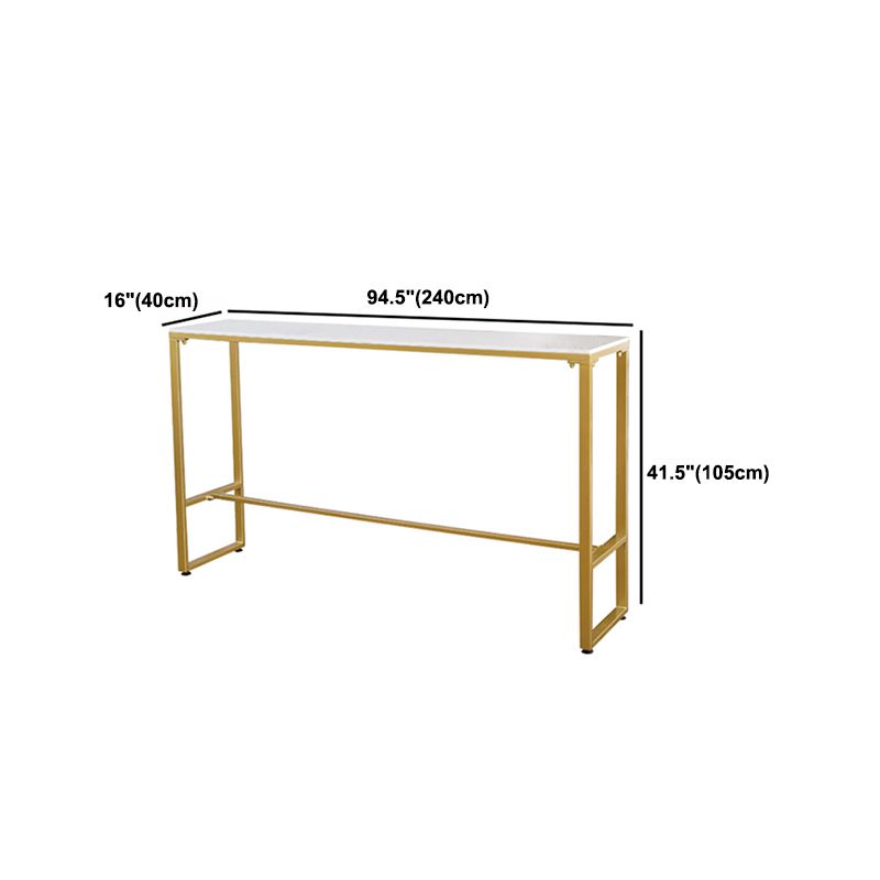 Stone Bar Dining Table Glam Rectangle Bar Table with Trestle Pedestal for Balcony Cafe